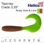 Твистер несъедоб. Helios Credo 3,35'/8,5 см Rusty Gold & Lime 100шт. (HS-11-017-N)