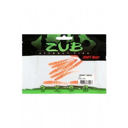 Приманка ZUB-CRAZY LEECH 50мм-10шт, (цвет 250) морковный с блестками-2