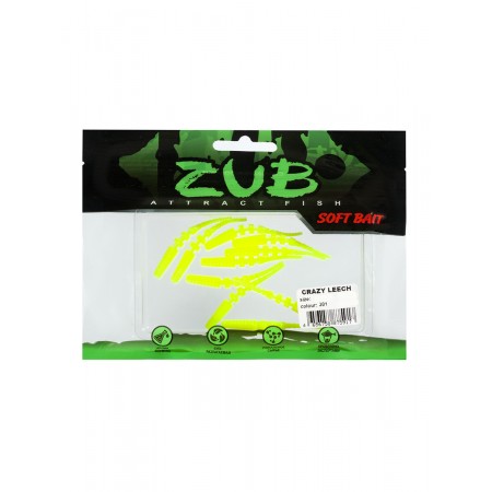 Приманка ZUB-CRAZY LEECH 50мм-10шт, (цвет 301) желтый-2