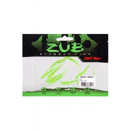Приманка ZUB-CRAZY LEECH 50мм-10шт, (цвет 351) шартрез с блестками-2