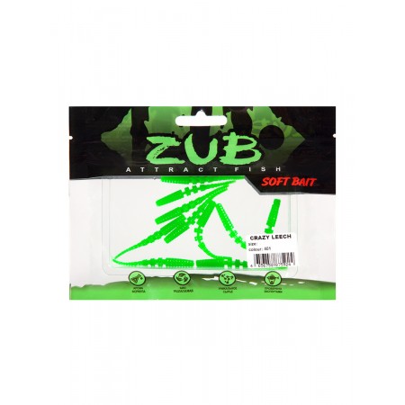 Приманка ZUB-CRAZY LEECH 50мм-10шт, (цвет 401) зеленый-2