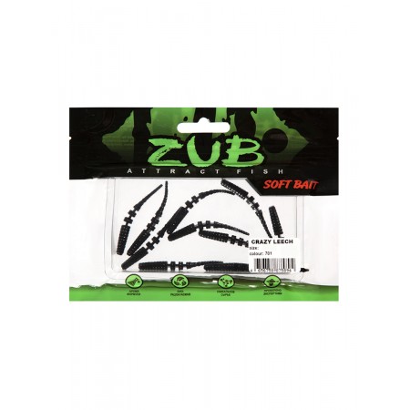 Приманка ZUB-CRAZY LEECH 50мм-10шт, (цвет 701) черный-2