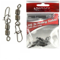 Вертлюг двойной с застежкой Namazu HS 2X ROLLING SWIVELS WITH NICE SNAP, цв. BN, р. 8, test-9 кг (уп.10 шт)/2000/1000/