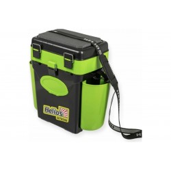 Ящик для зимней рыбалки "FishBox" Helios с навесными карманами, 10 л, зеленый/4/