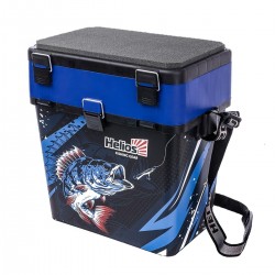 Ящик для зимней рыбалки "ICE FISHING PERCH" Helios, 19 л, синий/6/