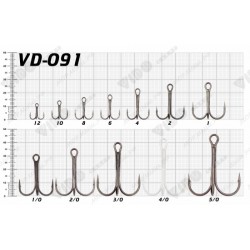 Крючки 'Тройник VD-091 (BN) 'Treble Hooks   1/0', 25 шт/уп