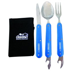 Набор складных столовых приборов "СЛЕДОПЫТ", в чехле (ложка, вилка, нож), на блистере/100/120/