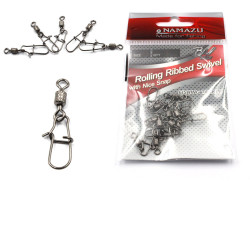Вертлюг с застежкой Namazu ROLLING SWIVEL WITH NICE SNAP, цв. BN, р. 5, test-35 кг (уп.10 шт)/1500/1000/