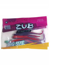 Приманка ZUB-HORDA SLAG 144мм(5,6")-4шт, (цвет 021) фиолетовый верх-красный низ