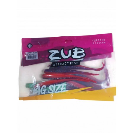 Приманка ZUB-HORDA SLAG 144мм(5,6")-4шт, (цвет 021) фиолетовый верх-красный низ