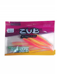 Приманка ZUB-HORDA SLAG 144мм(5,6")-4шт, (цвет 023) розовый вех-желтый низ