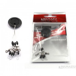 Стопор с вертлюгом Namazu ROLLING SWIVEL PEARL BEADS AND OLIVE RUBBER STOPPER , р. L (уп.4 шт)/3000/